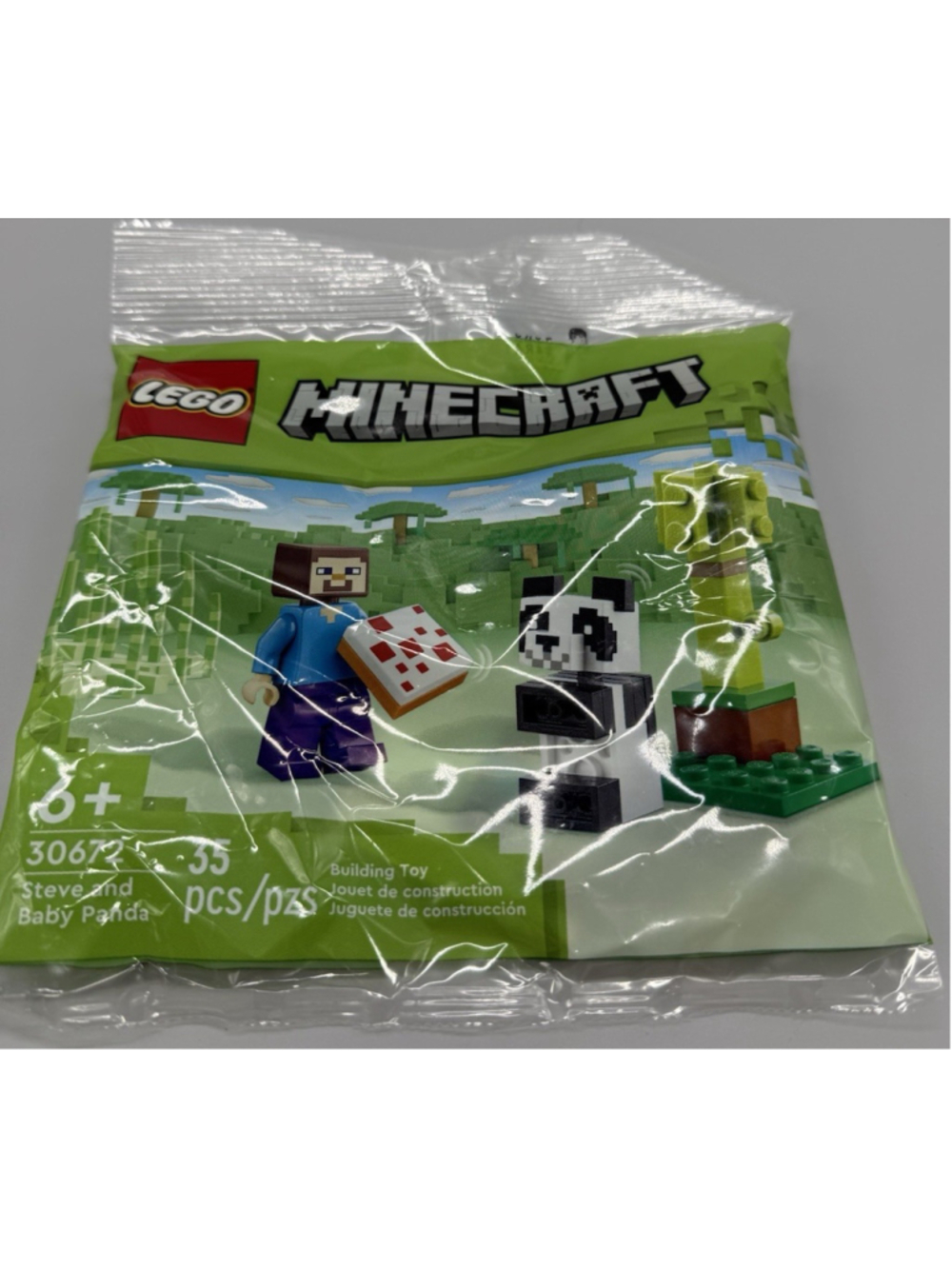 LEGO Retired Minecraft Steve and Baby Panda Polybag Set 30672 35 pcs (2024)